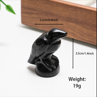 Figurine de Corbeau en Obsidienne Noire Naturelle Sculptée à la Main, Statue de Corbeau en Cristal pour Décoration d'Halloween et Guérison (Vente en Gros)