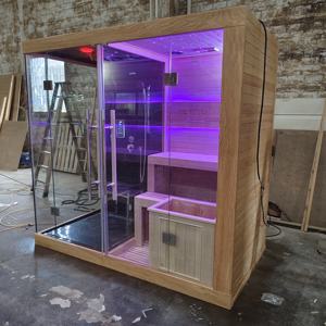 Sauna Combinata Lusso Swankia Hotel Spa Club Personalizzata Grande Dimensione in Legno per 6-8 Persone 2 Zone Umido e Secco - Product Image 4