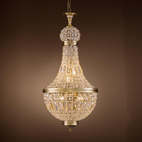 Lustre personnalisé français classique rétro de luxe en bronze avec finition perles de cristal LED projet décoratif de style européen