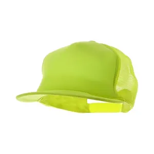 粉扑帽檐霓虹灯色批发便宜贴牌运行卡车司机帽荧光绿色卡车司机帽