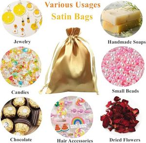 Sac en satin soyeux avec cordon 15x20cm, sac cadeau, accepte la personnalisation, sac d'emballage pour pinceaux de maquillage, lunettes, articles ménagers - Product Image 5