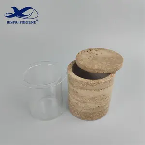 8oz True Natural Marble Decorative Candlestick Holder for Home Dinning Party Wedding Premium Candle Jars Color Dark Cream