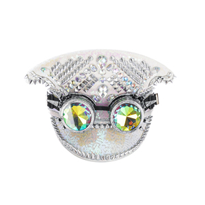 Edoparty donne uomini Steampunk cappello con rivetto Queen paillettes Burning capitano sergente Rave Festival addio al nubilato parte cappello - Product Image 4