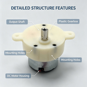 Motore DC a ingranaggi in plastica HY ad alta coppia e bassa velocità 6V 30RPM M37 per alimentatore automatico per animali domestici, sfera rotante, luce da palcoscenico - Product Image 2
