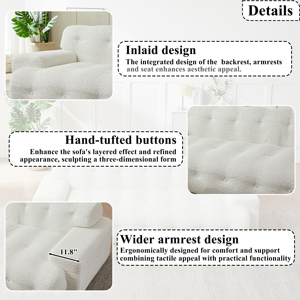 Canapé convertible moderne trois places de la série Cloud, avec accoudoirs carrés, revêtement en chenille, confortable - Product Image 3