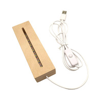 Base de Luz LED Rectangular de Madera con Enchufe USB de 5V, Luz Nocturna LED Blanca Cálida para Acrílico, Cristal y Arte