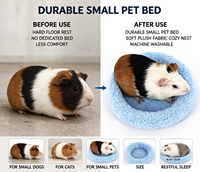 Lit rond en peluche pour petits animaux, chiens, cochons d'Inde, tissu polaire doux et chaud, service OEM, étiquette privée