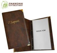 Buku Menu Kulit Asli Berkualitas Tinggi, Penyangga Menu Lipat, Sampul Menu Kulit Asli