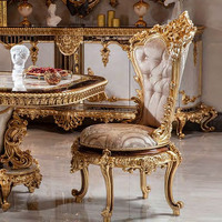 Table à manger élégante de style français, design royal de luxe, portable, 6 places, mobilier de maison, plateau en bois massif, pour la maison, les hôtels, les villas