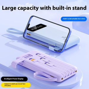 Siêu Mỏng 10000MAh Ngân Hàng Điện 2A Nhanh Chóng Sạc Pin Di Động Sạc Được Xây Dựng Trong 4 Cáp Điện Thoại Chủ Dây Buộc Đèn Pin - Product Image 2