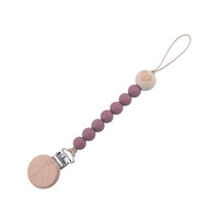 Attache-sucette en silicone de qualité alimentaire et bois de hêtre sans BPA avec chaîne de 22 cm, 7 couleurs pour garçons et filles