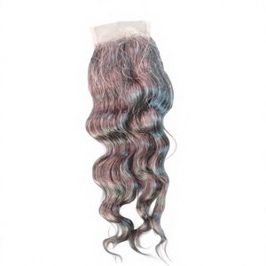 Cierres de Cabello Natural Indio Gris HD con Encaje 4x4 5x5, Ondulado, 28gms - 32gms - Product Image 1