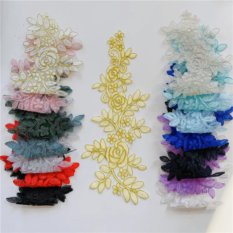Multi Color Embroidery Design Garment Sewing Flower Patch Lace Applique