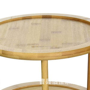 Bamboo Rotating Storage Rack Two Tier <b>Kitchen</b> Condiment Organizer Pine Material Minimalist Style - Product Image 2