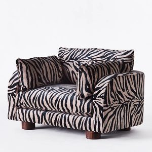 Sofá Moderno con Estampado <span class=keywords><strong>de</strong></span> Cebra, Tapizado y Cómodo para Sala <span class=keywords><strong>de</strong></span> Estar, con Patas <span class=keywords><strong>de</strong></span> Madera Maciza - Product Image 2