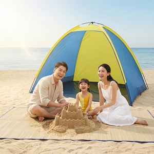 เต็นท์เปิดอัตโนมัติรวดเร็ว สำหรับ 2-3 คน ผ้าอ๊อกซ์ฟอร์ด เต็นท์ชายหาดฤดูร้อน น้ำหนักเบา พกพาสะดวก เต็นท์สำหรับตั้งแคมป์กลางแจ้ง - Product Image 1