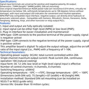 HB-PLC04R Modul Relai PLC 4 Saluran DC24V 5A DIN Rail Modul Kontrol Beban Industri Elektromekanis Tertutup Tahan Lonjakan Daya Tinggi - Product Image 3