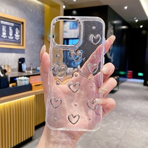 Funda para Teléfono con Corazón Plateado Electrochapado para iPhone 15 Pro Max, Accesorios para Teléfono Elegantes y Protectores para iPhone 16 Pro Max 16e - Product Image 2