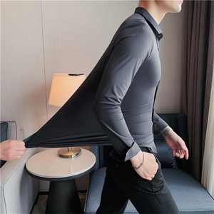Camicia da uomo a manica lunga nuova tuta <span class=keywords><strong>professionale</strong></span> da lavoro in tinta unita camicia da stiro - Product Image 3