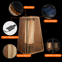 Rotin lumière solaire extérieur Patio jardin arrière-cour LED solaire alimenté éclairage de pont noël rétro osier verre pelouse éclairage