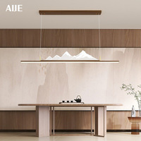 Nouvelle lampe de table de style chinois pour restaurant, en fer et acrylique, marron doré, longue, zen, simple, pour bureau, salon de thé, ou salle de thé.