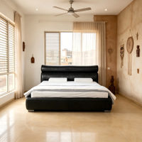 WINMAX Lit Moderne de Luxe en Cuir Véritable Rembourré, Confortable, Éclairé, Stable, Taille King Queen, Modulaire pour Maison et Hôtel 2520