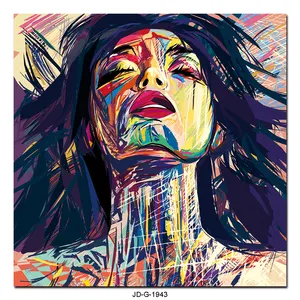 Dipinti a mano in stile moderno Pop Art dipinti ad olio su tela prezzo di fabbrica stampati colorati testa di donna ritratto figurativo dipinti