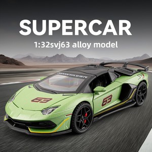 Modelo de Auto Deportivo a Escala 1:32 Estilo <span class=keywords><strong>SVJ63</strong></span>, de Aleación Fundida a Presión, con Sonido, Luces, Retroceso y Techo Desmontable - Product Image 1