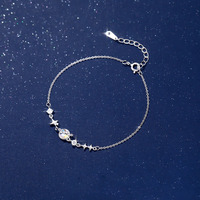 S999 argent Sterling créatif coloré clair de lune verre planète Bracelets bijoux pour femmes filles cadeau accessoires YB-XY-913