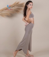 Soutien-gorge de sport à col en V recyclé personnalisé pantalon de yoga ensemble de 2 pièces taille haute legging évasé de gymnastique ensembles de fitness pour les femmes