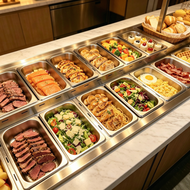 Commercial Stainless Steel GN Pan With Lid Gastronorm Container 1/1 1/2 1/3 1/4 1/6 1/9 Food Pan for Buffet Catering