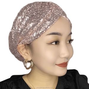 Solid color custom women's African Muslim nightcap, acrylic ethnic headscarf, breathable eco-friendly <b>hat</b> - Product Image 6