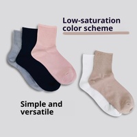 Chaussettes décontractées mi-mollet antidérapantes pour femmes, style japonais, printemps-automne, blanches, simples, polyvalentes, couleur bonbon, en coton uni