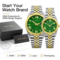Montre de luxe pour couple, quartz, acier inoxydable, cadran à aiguilles, résistante à l'eau 3BAR, affichage de la date, logo personnalisé, marque privée, montre unisexe