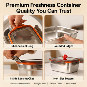 304 Stainless Steel Food Containers Rectangular Airtight Stackable Portable With Handles Dishwasher Safe Freezer Safe - Product Image 3