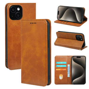 Elegante bolso de cuero, billetera magnética, funda para teléfono móvil para <span class=keywords><strong>iPhone</strong></span> 13 14 Plus 15 16 Pro Max, funda abatible, tarjetero - Product Image 1