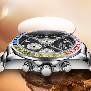 Montre mécanique automatique pour hommes, boîtier en acier inoxydable de 42MM, bracelet chronographe, lunette en zirconium, étanche 3 bars, lumineuse, sportive - Product Image 3