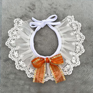 Cute <b>Plush</b> <b>Cat</b> Bibs Lattice Pattern Bandanas Bows Accessories For <b>Cats</b> Dogs All Seasons Pet Apparel Ornament - Product Image 4