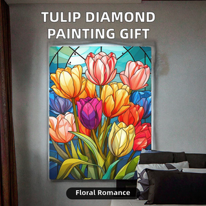 Dipinto Diamantato su Tela Stampata Dreamer, Bouquet <span class=keywords><strong>di</strong></span> <span class=keywords><strong>Tulipani</strong></span>, Regalo per San Valentino - Product Image 2