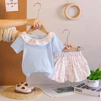 Ensemble pour enfants tendance, t-shirt + short pour fille, ensemble décontracté polyvalent, ensemble deux pièces pour fille, vêtements pour enfants