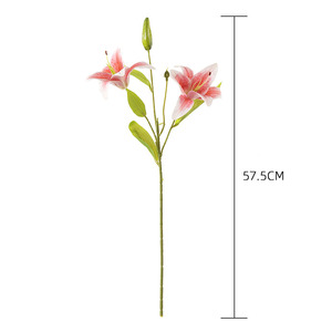 Vente en gros <span class=keywords><strong>de</strong></span> bouquets <span class=keywords><strong>de</strong></span> lys artificiels réalistes à 2 têtes violet blanc <span class=keywords><strong>rose</strong></span> mariage fête à la maison arrangement floral léger long - Product Image 5