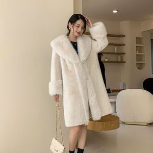 Fourrure longue longueur <span class=keywords><strong>grande</strong></span> <span class=keywords><strong>taille</strong></span> vêtements d'hiver pour femmes avec grand revers fausse fourrure de renard veste d'hiver <span class=keywords><strong>femme</strong></span> - Product Image 4