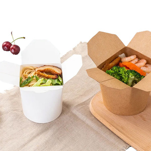 Boîte <span class=keywords><strong>à</strong></span> nouilles jetable haut de gamme en kraft imperméable avec couvercle, conteneur <span class=keywords><strong>à</strong></span> emporter anti-fuite, emballage personnalisé avec logo pour les restaurants de restauration rapide - Product Image 1