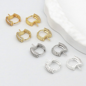 DIY Fashion Earrings, Pearl Holder Ear Clips, Micro-set Zircon, 18K Gold Plating, Color Retention, Semi-perforated Pearl Holder - Product Image 4