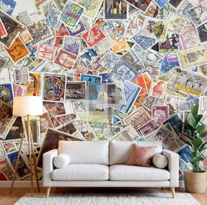 Auto-adhésif Classique Monde Timbre Collage <span class=keywords><strong>Mural</strong></span> Décoration de La Maison Papier Peint - Product Image 2