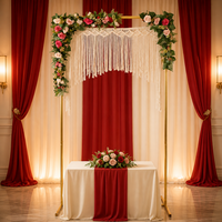 Arche de mariage dorée de 200 cm avec guirlande florale et franges pour événements en hôtel, jardin ou salle de bal