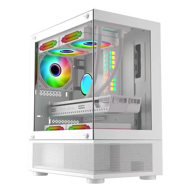 LY 2025 Factory Price OEM Mesh Base Glass Full View PC Gamer Cabinet Support ARGB Fan Double Glass Cube PC Gamer Case