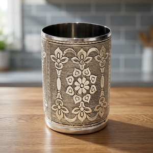 Verre en acier inoxydable à motif floral, design vintage, cadeau pour adultes - Product Image 4