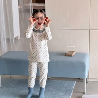 Ensemble de vêtements de nuit respirants pour enfants, 95,5% coton, 4,5% élasthanne, pyjamas confortables à manches longues, vêtements de maison, OEM personnalisé
