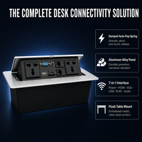 Boîtier d'alimentation multimédia de table 5 ports USB Type-C 5 prises RJ45 Réseau Anti-effraction Alliage d'aluminium Prise de bureau pour conférence